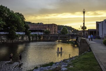 River running through downtown Prattville, AL