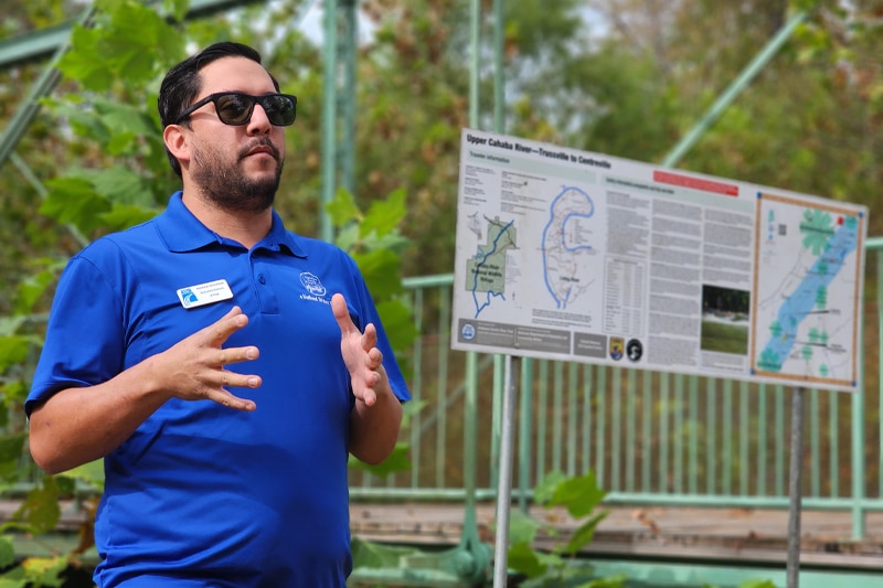 A man speaking about the Alabama Scenic River Trail