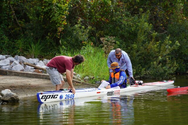 A Man Setting Off In His Kayak